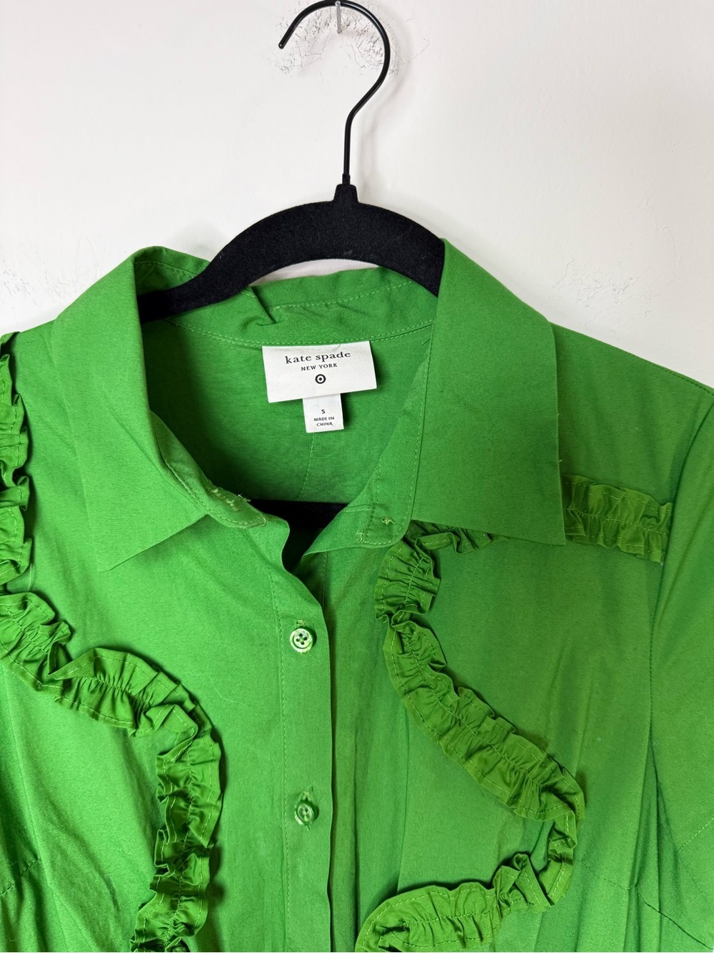 Kate Spade x Target Midi Green Ruffle Shirt Dress - Picture 6 of 7